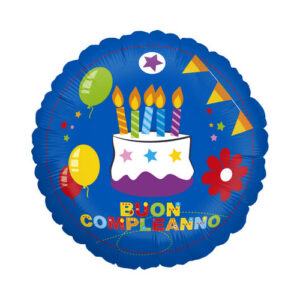 Palloncino Blu Torta Buon Compleanno